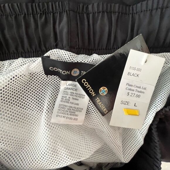 New with tags Cotton Traders black drawstring mesh lined swim trunks size L - Picture 4 of 5
